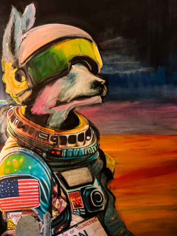 Painting of a Space Dog by Itchy Valentine