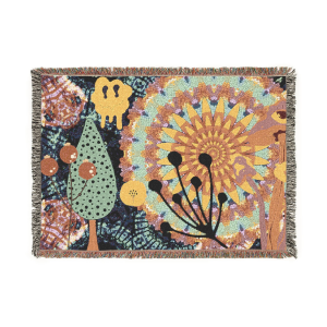 Boho Psychedelic Woven Blanket — Colorful Mandala & Tree Throw