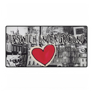 Ipswich Underground Collage Desk Mat – Urban Graffiti Heart Mousepad