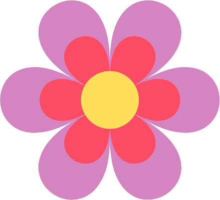 illustrated flower, pink, red and yellow