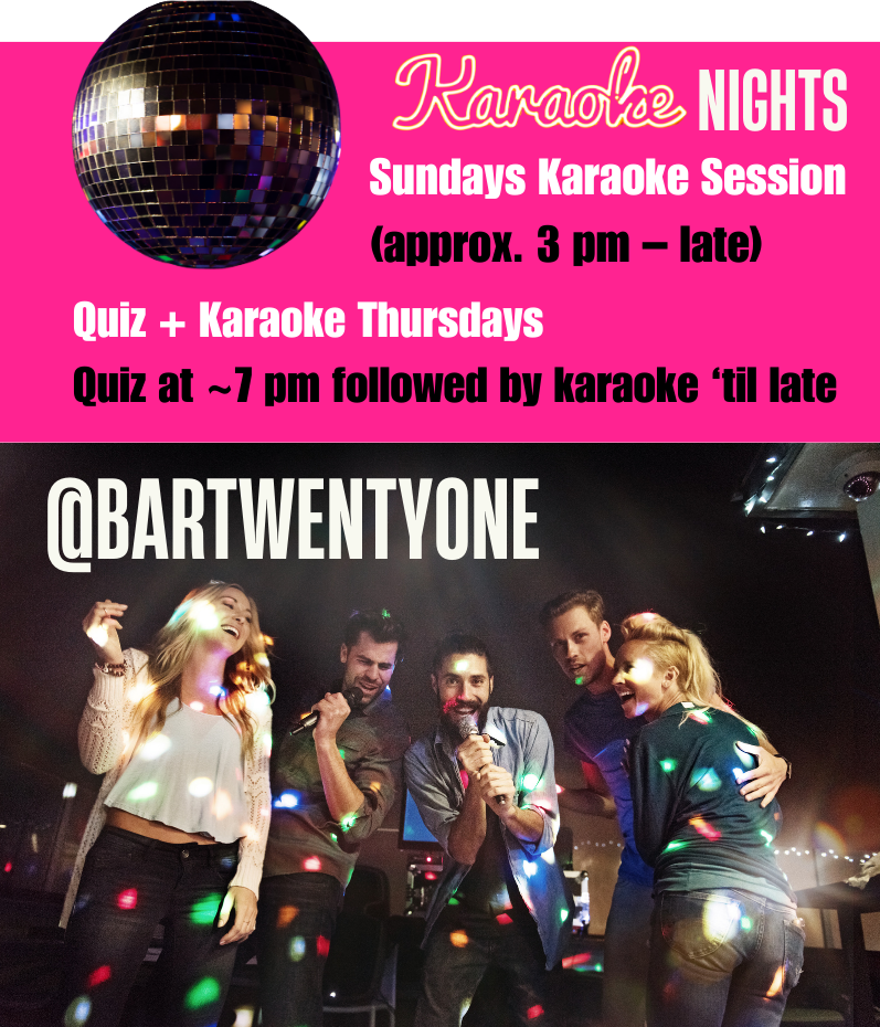 Karaoke Nights - Sundays Karaoke Session (approx. 3pm - late) - Quiz + Karaoke Thursdays - Quiz at 7pm followed by karaoke 'till late @bartwentyone