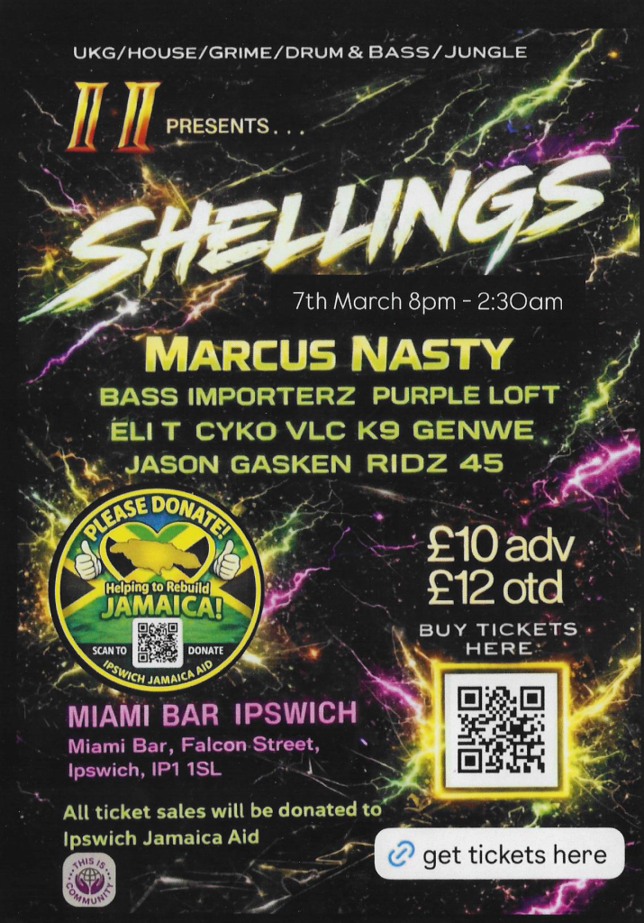 Shellings 7th March 8pm-2:30am Marcus Nasty £10 adv £12 otd Miami Bar Ipswich